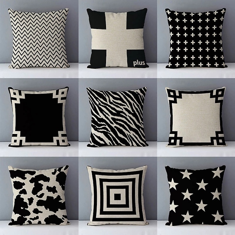 Black White Double Side Cushion Cover 1PC Soft Throw Pillow Cover Cushion Case Pillowcase for Sofa Bedroom Livingroom Superior Quality Machine Washable  Outdoor Cushion for Sofa Couch Bed Chair3