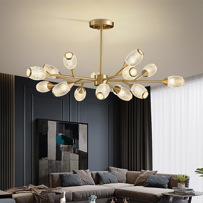 LED Pendant Light Luxury Modern Chandelier 64/84/90/100 cm Sputnik Design Copper Formal Style Sputnik Brass Modern Nordic Style 220-240V 110-120V