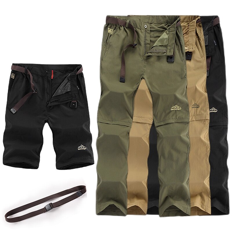 Men's Convertible Zip Off Pants Hiking Pants Trousers Summer Outdoor Waterproof Skin Friendly Quick Dry Multi Pockets Pants / Trousers Bottoms Elastic Waist Army Green Khaki Camping / Hiking Fishing4