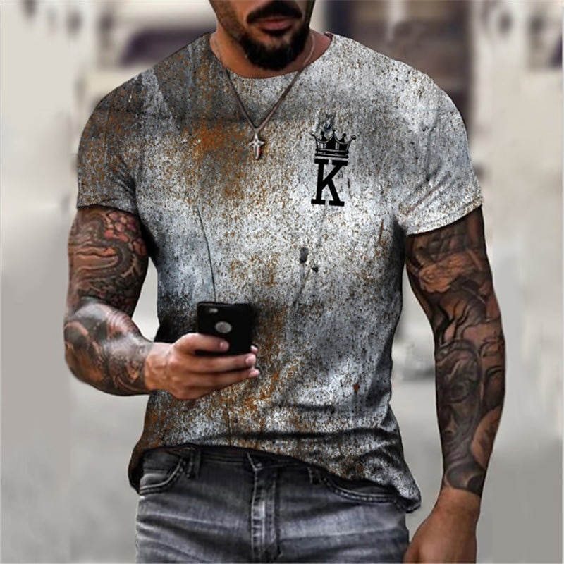 Men's Creepy Lettering Letter Graphic Prints Shirt T Shirt Tee Retro Shirts Short Sleeve T shirt 3D Print Round Neck Shirt Vintage Designer Casual Daily Holiday Black Blue Purple Summer Clothing2