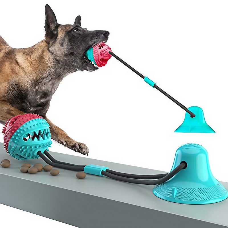 Upgrade Suction Cup Dog Toy Dog Chew Toys Interactive Dog Toys Dog Teeth Cleaning Toys Pet Molar Bite Toy Dog Squeaky Tug Toy For Dogs Non-toxic & Durable Dog Toys