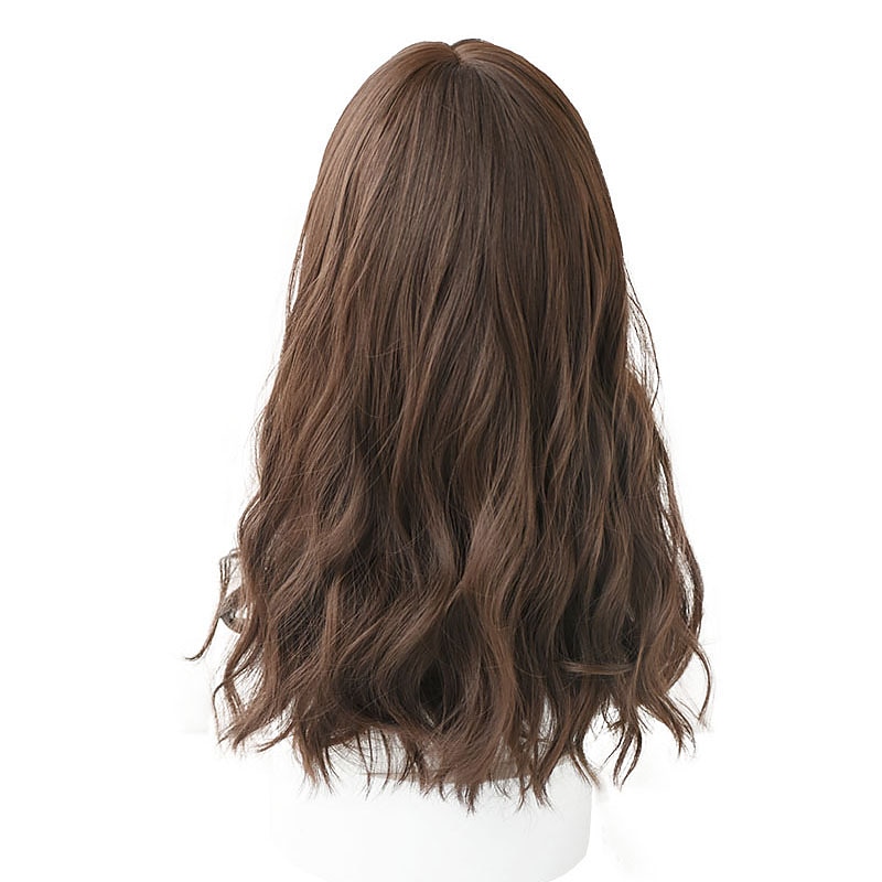 Light Blonde Synthetic Wigs For Women Realistic Long Pastel Brown Grey Wigs With Bangs Medium Wavy Lolita Cosplay Wig Christmas Party Wigs barbiecore Wigs4