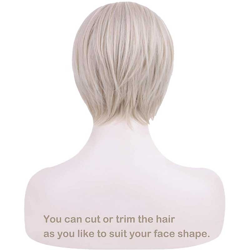 Short Pixie Cuts Hair Wigs Ombre Platinum Blonde Natural Straight Heat Resistant Synthetic Wigs with Bangs Natural Daily Use Wig4