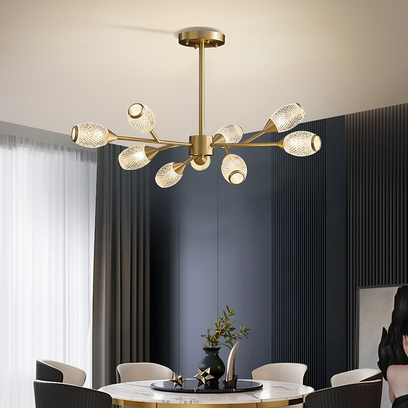 LED Pendant Light Luxury Modern Chandelier 64/84/90/100 cm Sputnik Design Copper Formal Style Sputnik Brass Modern Nordic Style 220-240V 110-120V4