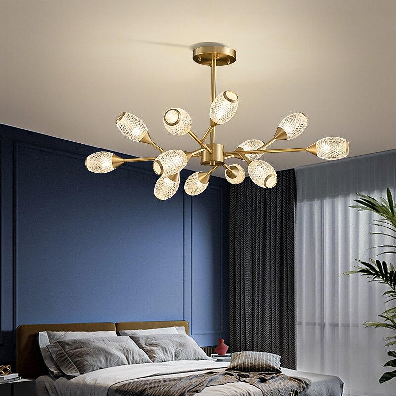LED Pendant Light Luxury Modern Chandelier 64/84/90/100 cm Sputnik Design Copper Formal Style Sputnik Brass Modern Nordic Style 220-240V 110-120V3