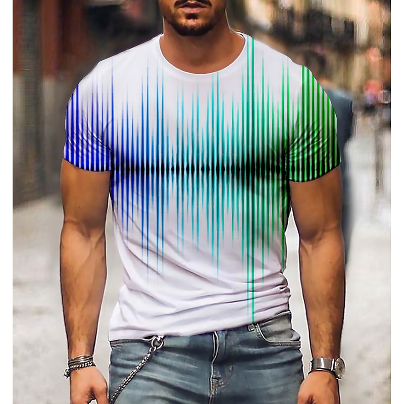 Men's Graphic 3D Shirt T Shirt Short Sleeve T shirt 3D Print Round Neck Shirt Streetwear Daily Going out Black-White Black White Clothing Apparel Plus Size Normal S M L XL XXL 3XL 4XL 7
