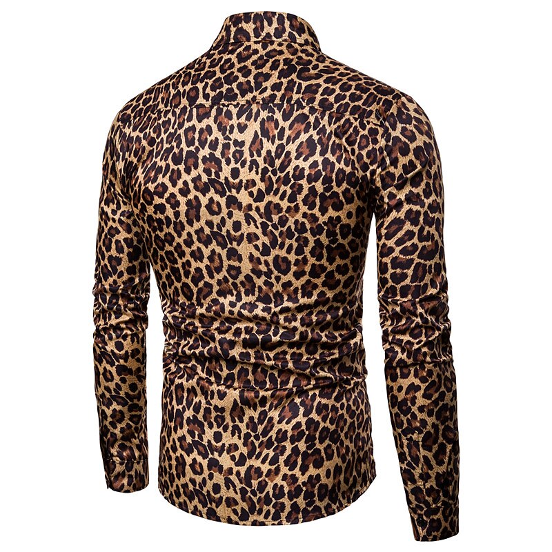 Men's Leopard Cheetah Print Shirt Button Up Shirt Long Sleeve Fashion Streetwear Cool Casual Daily Going out Spring &  Fall Turndown 3D Print Print Brown Gray2