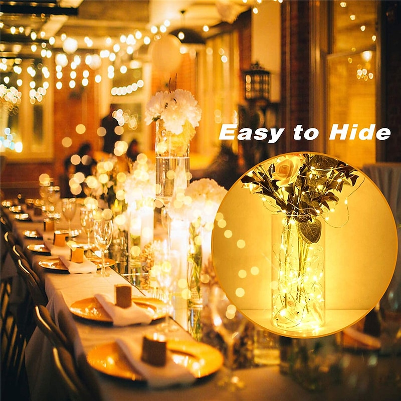 100 Pack Fairy Christmas Lights Battery Operated 7Ft 20 Led Waterproof Mini Firefly String Lights with Flexible Silver Wire for Wedding Centerpieces Mason Jar Craft Christmas Garlands Party Decorations4