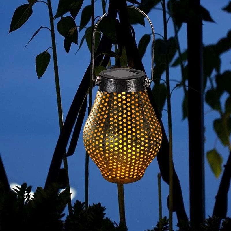 Outdoor Hanging Solar Power Lantern Iron-Art Lamp Ornaments Solar Lights with Handle For Garden Yard Tree Fence Decor Warm White Lighting3