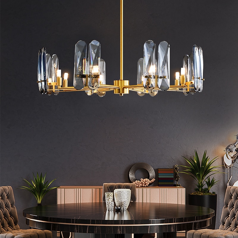 LED Pendant Light Crystal Chandelier Unique Design Copper Nordic Style 4 6 8 12 Heads 220-240V 110-120V4
