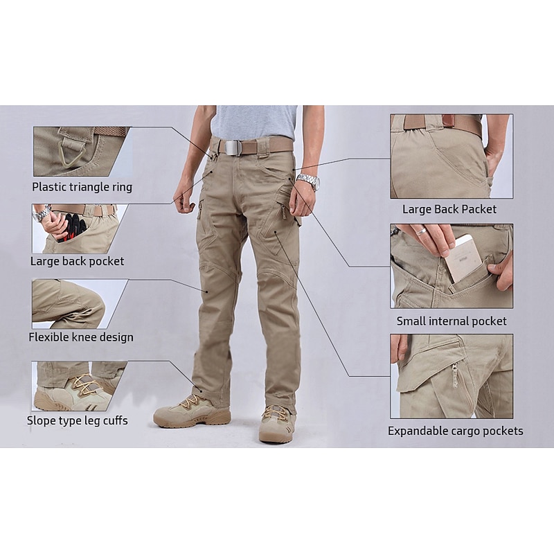 Men's Cargo Pants Cargo Trousers Combat Trousers Tactical Pants Solid Color Ripstop Breathable Going out Streetwear Designer Casual Black Green2