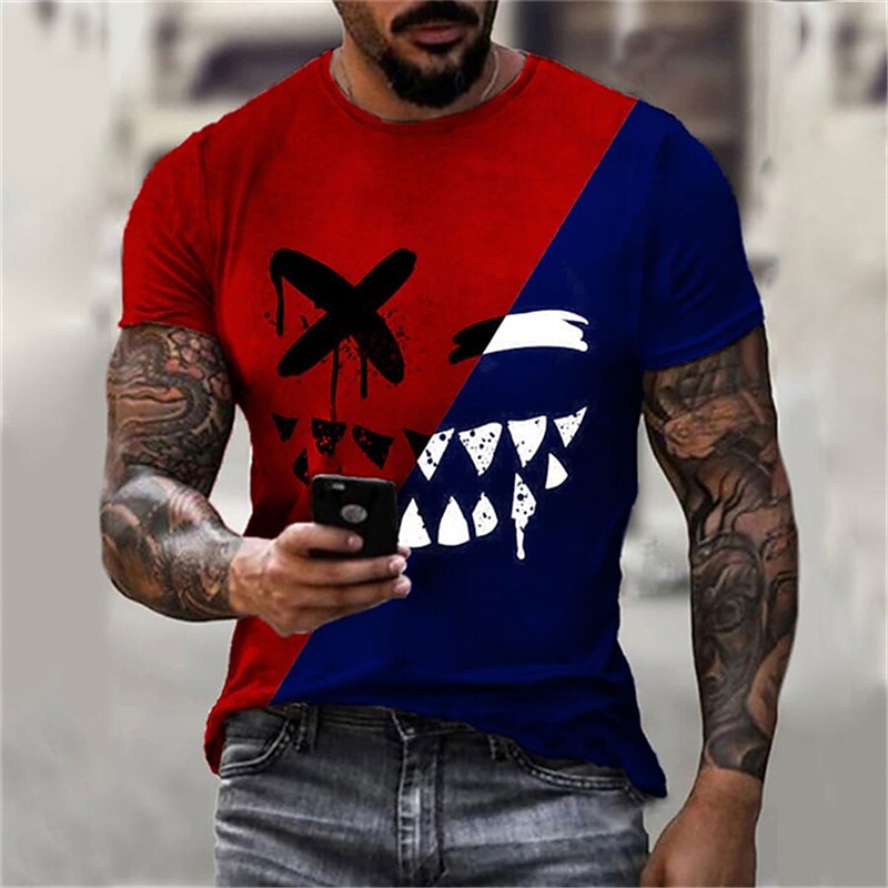 Men's Plus Size T shirt Tee Big and Tall Graphic Crew Neck Short Sleeve Summer Designer Basic Casual Slim Fit Casual Daily Tops 12