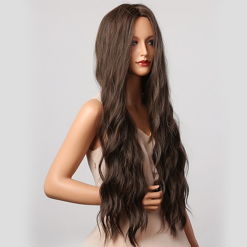 Synthetic Wig Loose Wave Tight Curl Middle Part Wig Very Long Dark Brown Synthetic Hair Women's Fashionable Design Soft New Arrival Dark Brown4