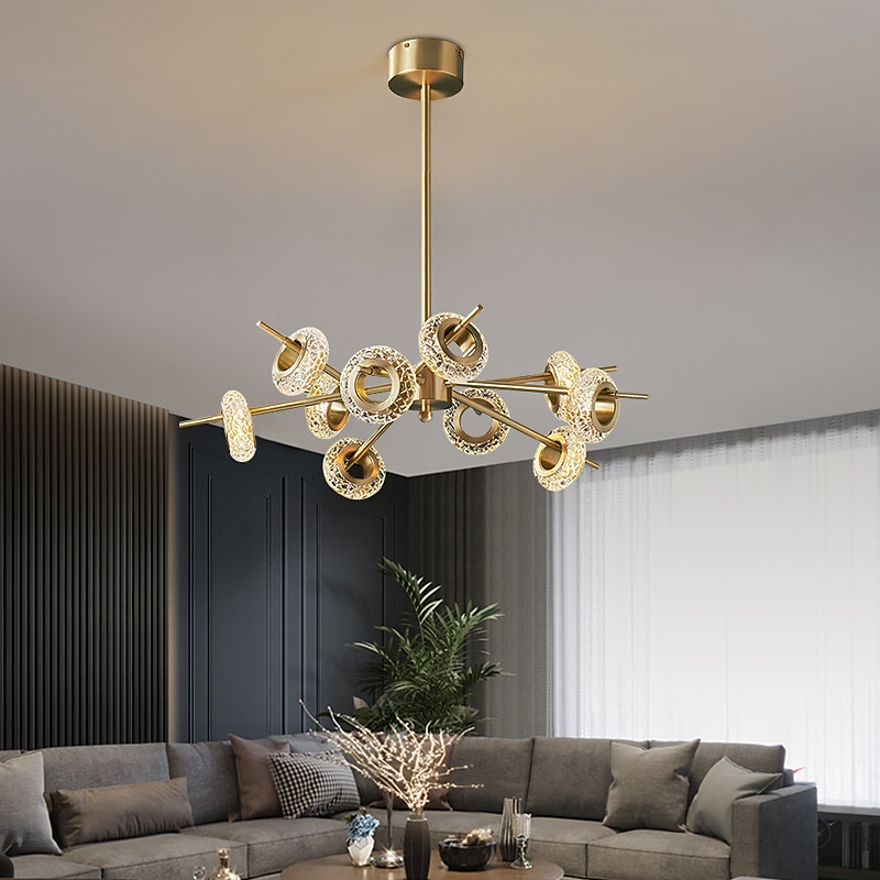 LED Pendant Light Chandelier Modern Gold 6 8 10 12 Heads Ring Design Copper Globe Brass Modern 220-240V 110-120V3
