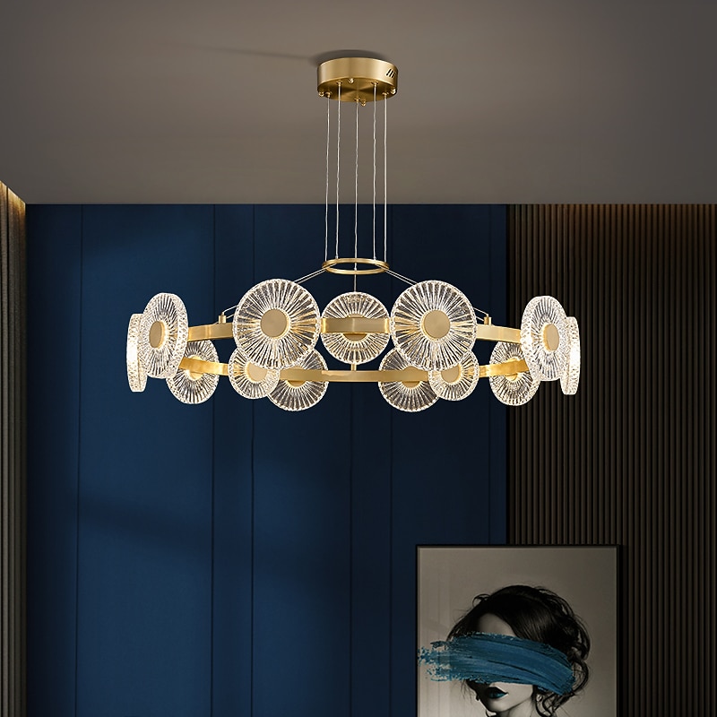 LED Pendant Light Modern Luxury Gold Circle Design Sputnik Design Chandelier Copper Modern Style Sputnik Brass 9 12 15 Heads 220-240V 110-120V2