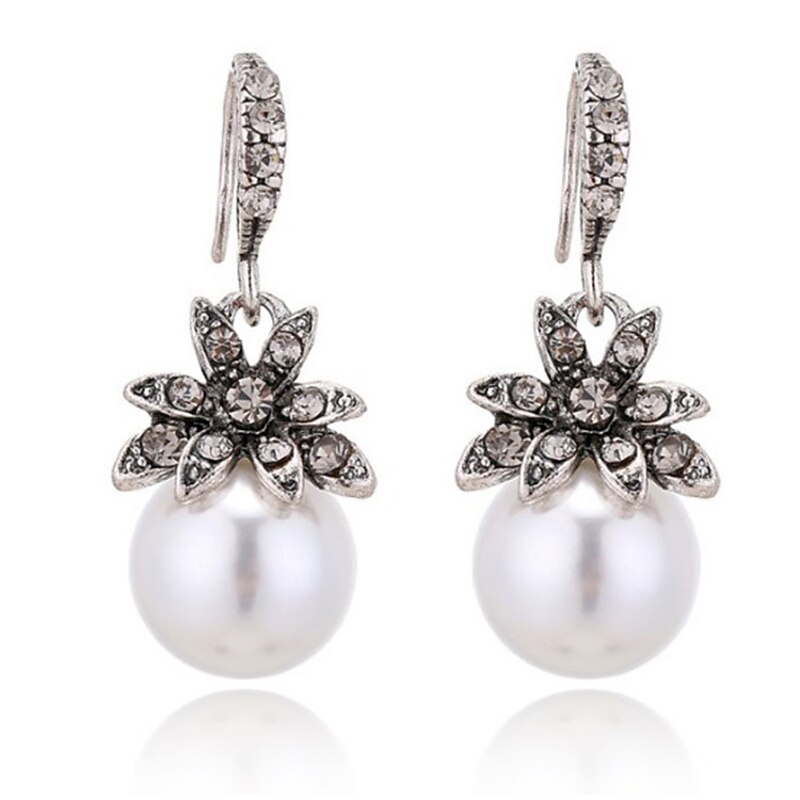 imitation pearl drop earrings natural stone round bead dangle earrings for women fashion jewelry gift¡­ (i:silver)4