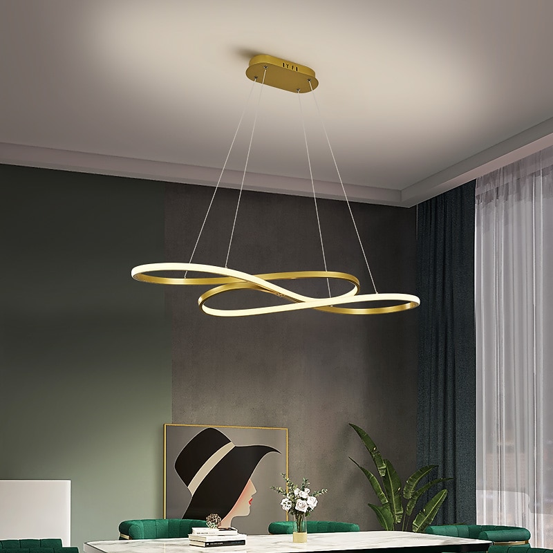 LED Pendant Light Modern Kitchen Island Light Black Gold 100cm Geometric Shapes Flush Mount Lights Aluminum Painted Finishes 110-120V 220-240V ONLY DIMMABLE WITH REMOTE CONTROL2
