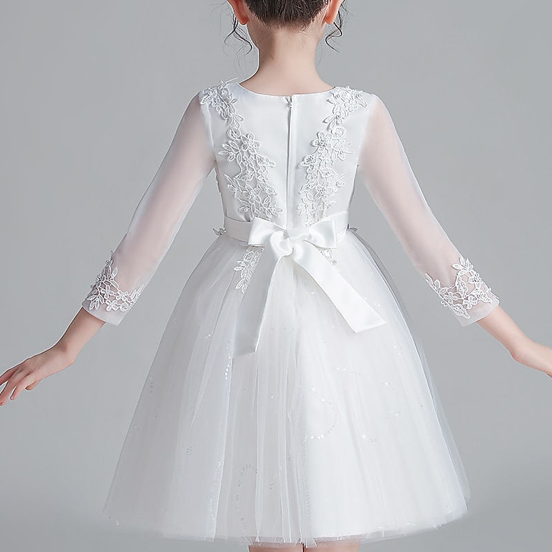 Flower Girl Dress Girls' Dress Party Dress Formal Wedding Party Princess Sweet Children's Day Flower Sleeveless Crew Neck White Pink 3-12 Years4