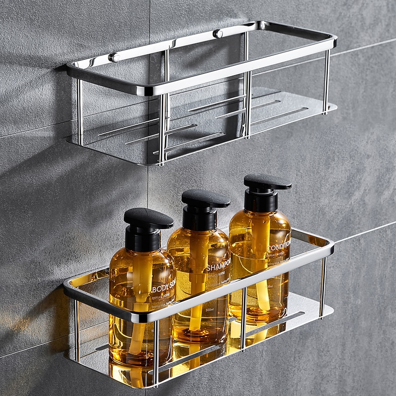 Bathroom Shelf for Wash Supplies, Bath Fixture, New Design Creative Contemporary Modern, Wall Mounted 304Stainless Steel, Triangle Rectangle 1pc2