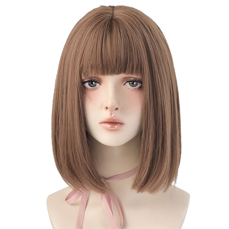 Brown Wigs for Women Black Short Bob Wig for Girl Daily Wear Synthetic Wig New Style Natural Supple Summer Heatresistant Wig with Bangs Christmas Party Wigs2