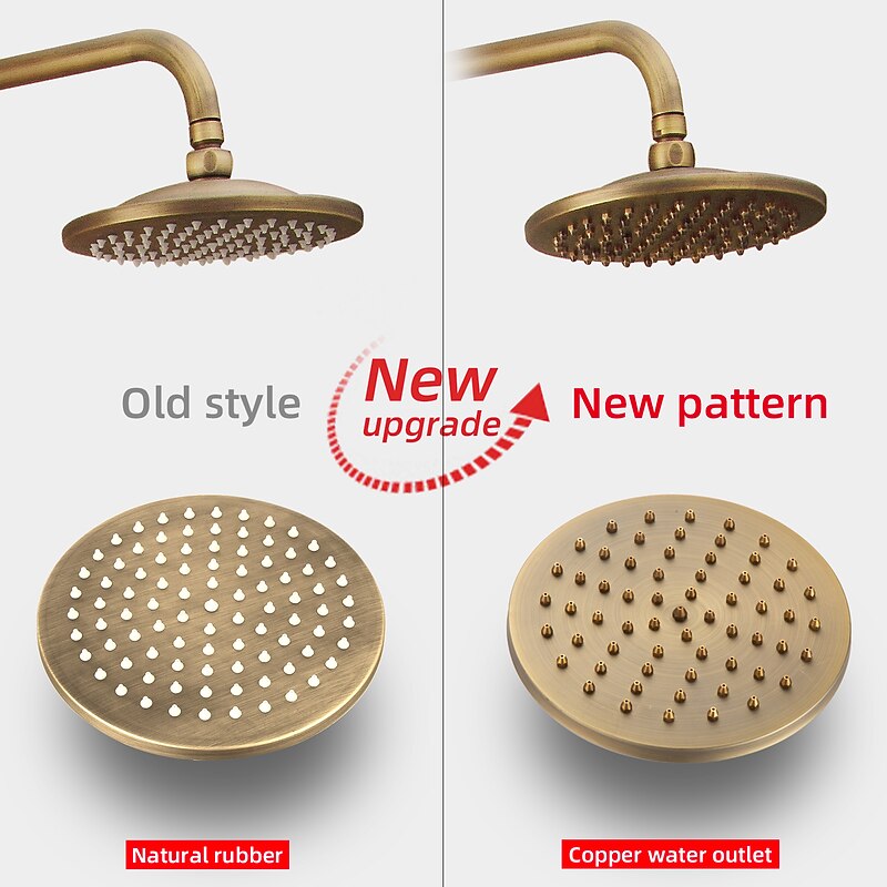 Shower Faucet,Shower System Set Handshower Included pullout Waterfall Vintage Style / Country Antique Brass Mount Outside Ceramic Valve Bath Shower Mixer Taps4