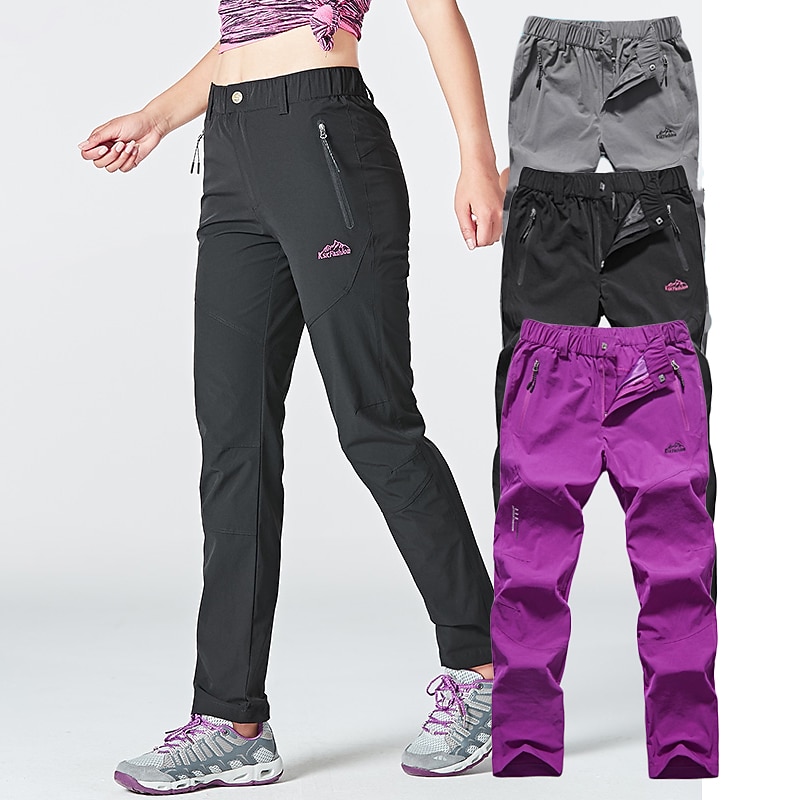 Women's Hiking Pants Trousers Summer Outdoor Quick Dry Multi Pockets Lightweight Stretchy Pants / Trousers Bottoms Elastic Waist Zipper Pocket Navy Black Spandex Hunting Fishing Climbing M L XL XXL2