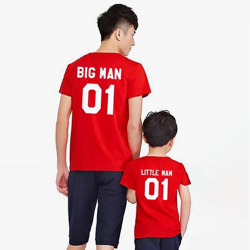 Dad and Son T Shirt Tee Cotton Letter Print Crewneck Short Sleeve Top Basic Daily Matching Outfits Gray White Black3