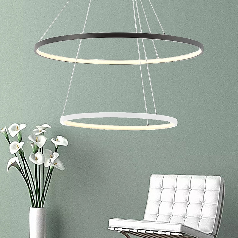 2-Light 60cm LED Pendant Light Aluminum Circle Design Painted Finishes Dimmable Modern Dinning Room Bedroom with Acrylic Shade Adjustable Lights 50W ONLY DIMMABLE WITH REMOTE CONTROL3