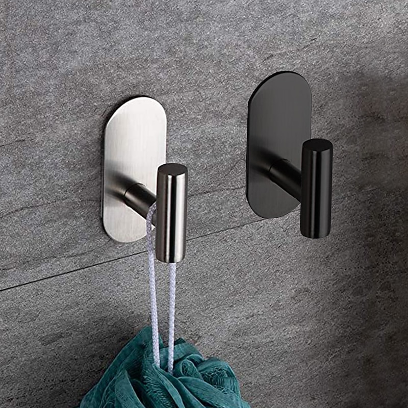 4 pcs Robe Hook New Design / Self-adhesive / Creative Contemporary / Modern Stainless Steel / Low-carbon Steel / Metal 4pcs - Bathroom Wall Mounted3