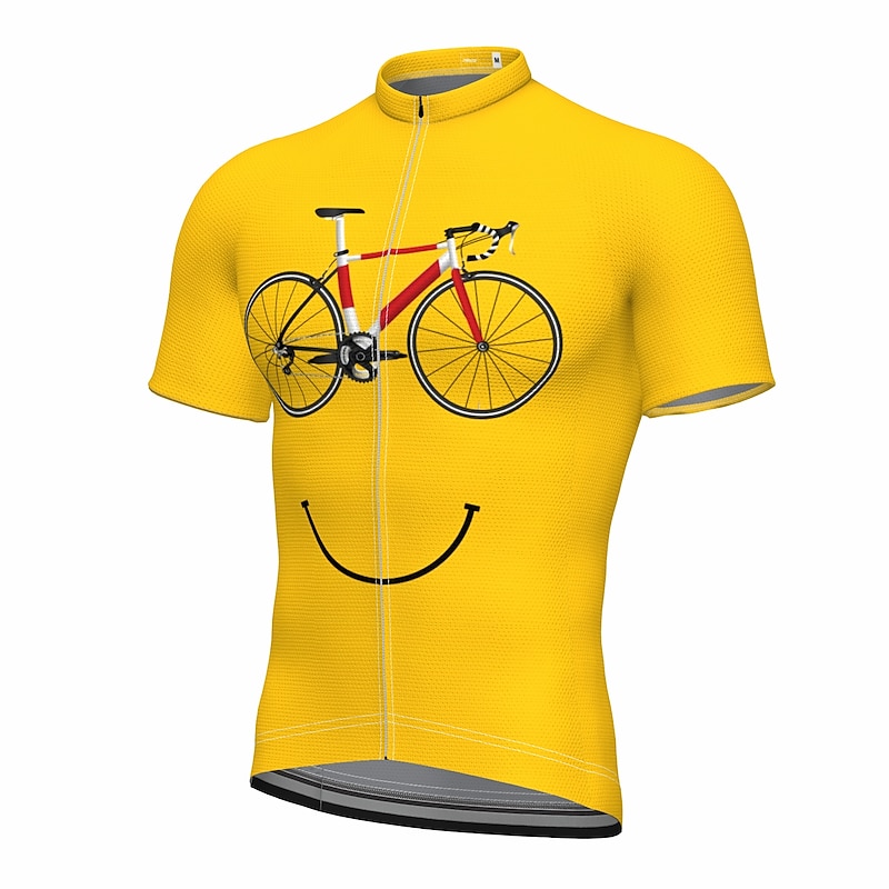 Men's Cycling Jersey Graphic Funny Short Sleeve Bike Jersey Top with 3 Rear Pockets Mountain Bike MTB Road Bike Cycling Quick Dry Reflective Strips Back Pocket Moisture Wicking Sports Yellow Clothing3