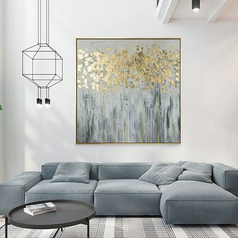 Oil Painting Handmade Hand Painted Wall Art Modern Gold Foil Tree Abstract Home Decoration Decor Rolled Canvas No Frame Unstretched