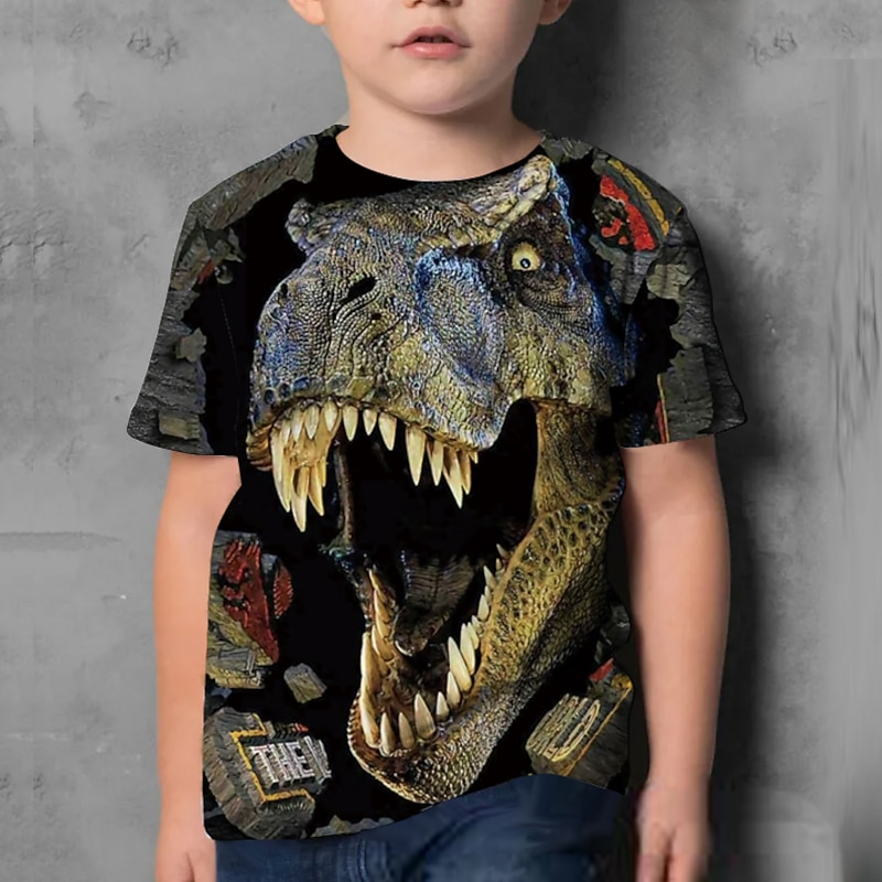 Boys 3D Animal Color Block 3D Print T shirt Tee Short Sleeve 3D Print Summer Streetwear Basic Kids 3-12 Years3