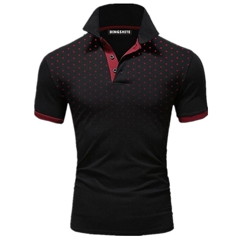 Men's Polo Shirt Golf Shirt Casual Daily Polo Collar Classic Short Sleeve Casual Soft Polka Dot Dot Button Front Summer Spring Regular Fit Black White Red Navy Blue Orange Light Grey Polo Shirt4