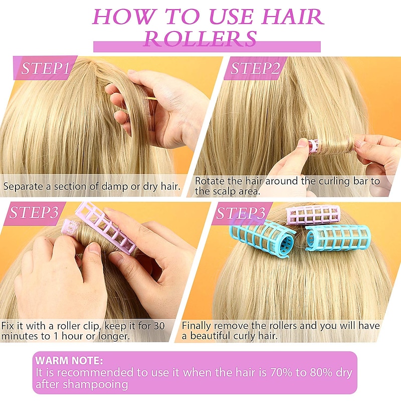 20 Pieces/set Plastic Hair Rollers Curlers Snap on Rollers Self Grip Rollers Hairdressing Curlers No Heat Hair Curlers for DIY Hairdressing Hair Salon Hair Barber 5 Sizes4