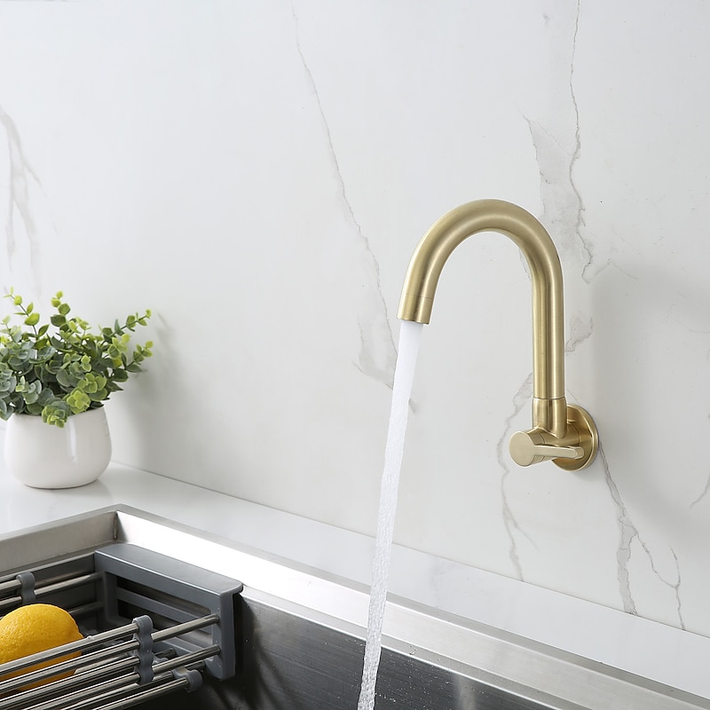 Kitchen faucet - Single Handle One Hole Chrome / Nickel Brushed / Painted Finishes Bar /Prep Wall Mounted Contemporary Kitchen Taps for Cold or Hot Water Only