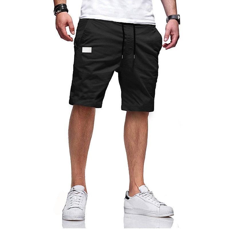 Men's Cargo Shorts Shorts Casual Shorts Hiking Shorts Drawstring Pocket Elastic Waist Solid Color Knee Length Sports Outdoor Running Streetwear Stylish ArmyGreen Black2