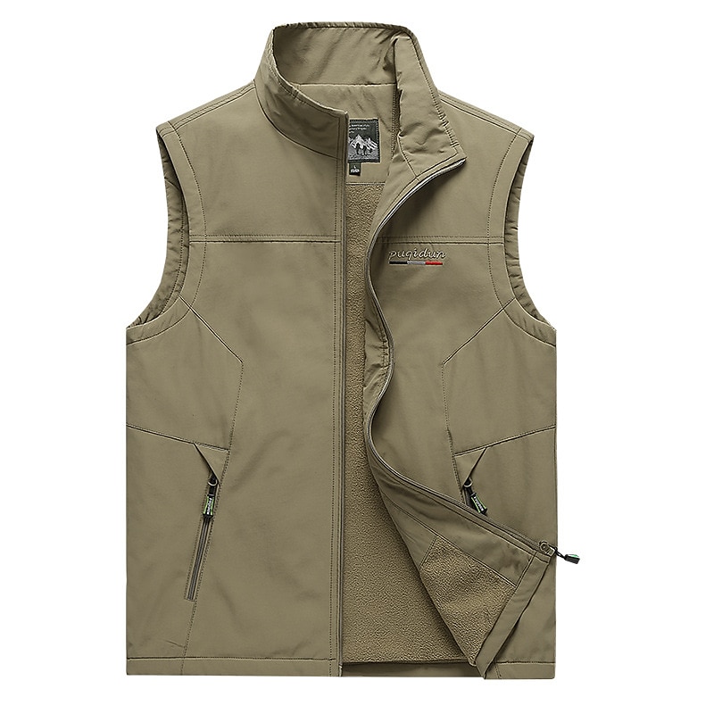 Men's Vest Gilet Fishing Vest Hiking Vest Sleeveless Vest Gilet Jacket Outdoor Street Daily Going out Streetwear Sporty Fall Winter Pocket Full Zip Polyester Windproof Warm Breathable Solid Color
