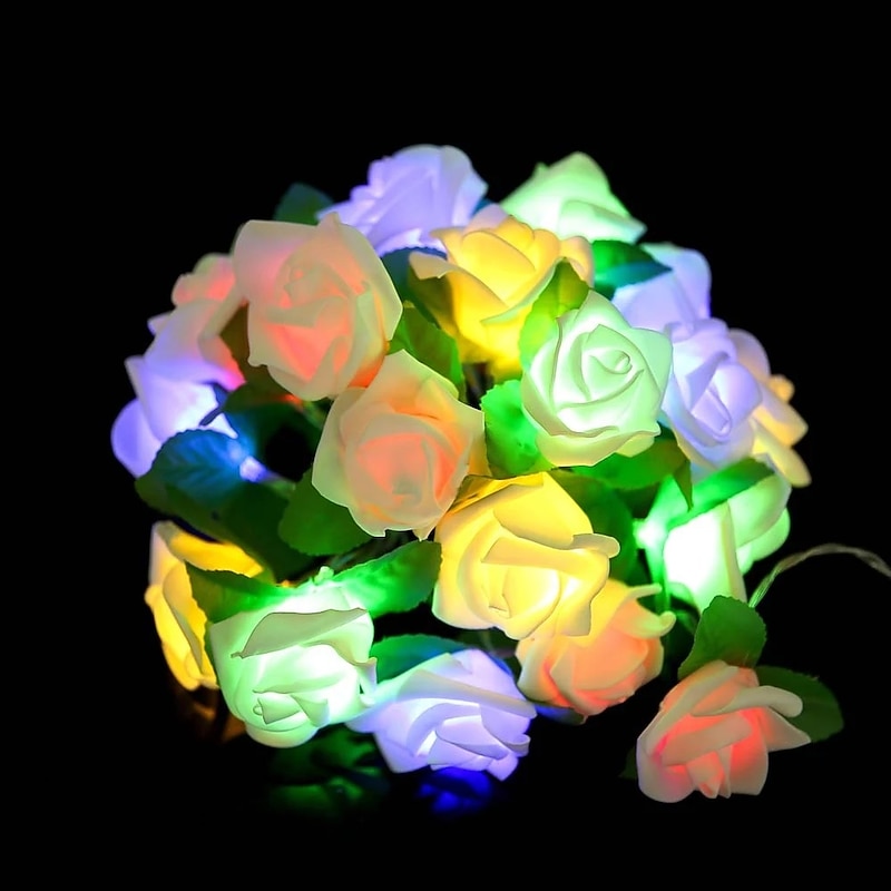 Rose Leaf Fairy String Lights 3M 20LEDs Battery Operation Valentines Wedding Holiday Party Home Garden Decoration4