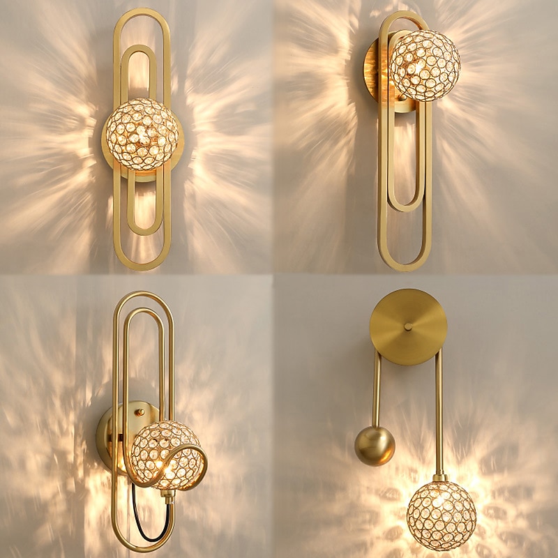 Lightinthebox LED Wall Lights Light Luxury Crystal Wall Lamp Postmodern Simple Living Room American Nordic Bedroom Bedside Stairs Background Wall Corridor Crystal Lighting G9 Light Source AC100-240V2