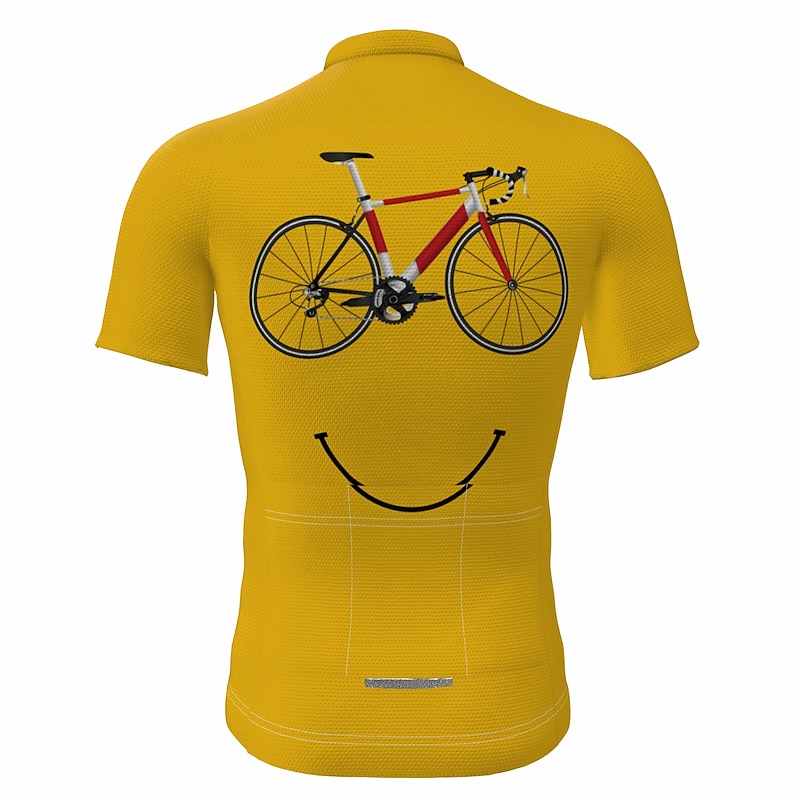 Men's Cycling Jersey Graphic Funny Short Sleeve Bike Jersey Top with 3 Rear Pockets Mountain Bike MTB Road Bike Cycling Quick Dry Reflective Strips Back Pocket Moisture Wicking Sports Yellow Clothing2