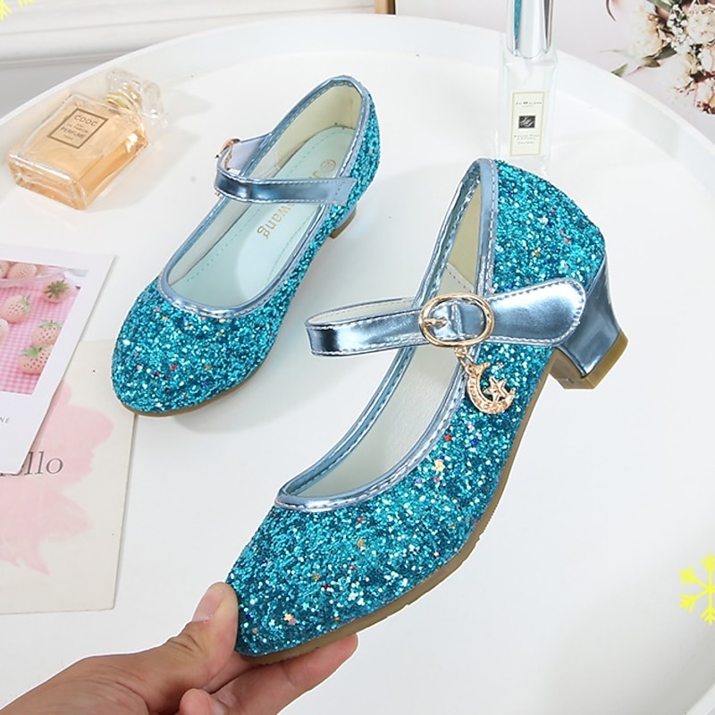 Girls' Heels Glitters Princess Shoes PU Glitter Crystal Sequined Jeweled Toddler(9m-4ys) Little Kids(4-7ys) Big Kids(7years +) Party & Evening Sequin Purple Red Blue Fall Spring4