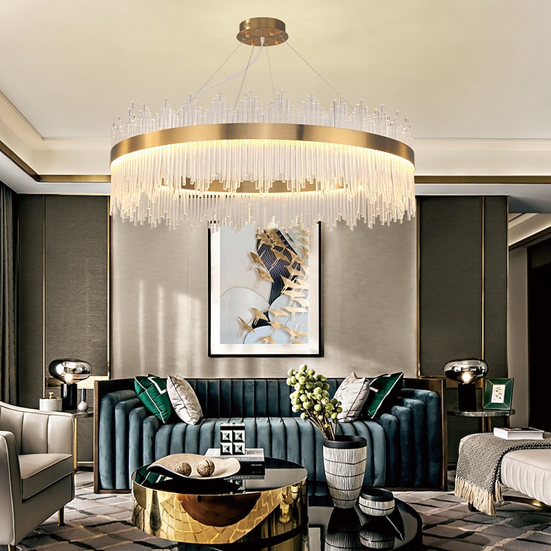 LED Pendant Light 50 / 60 / 80cm Light Luxury European K9 High end Crystal Chandelier Dimming Ceiling Lamp Suitable for Bedroom Dining Room Study AC110V AC220V2