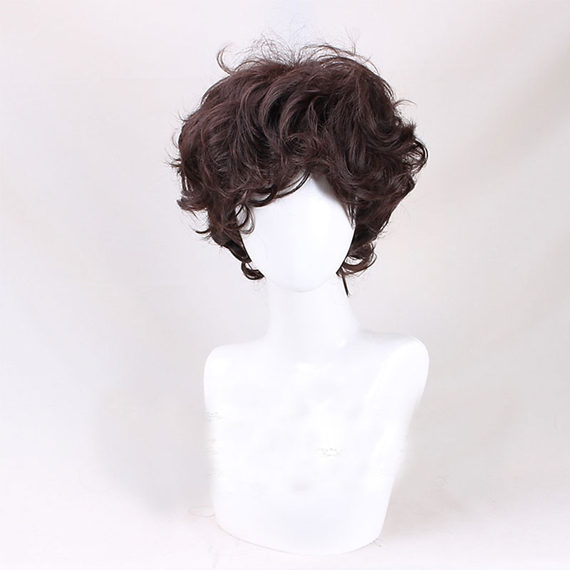 Frodo Baggins Cosplay Wig Brown Short Curly Heat Resistant Synthetic Hair Role Play Wigs Halloween Wigs - Main Image