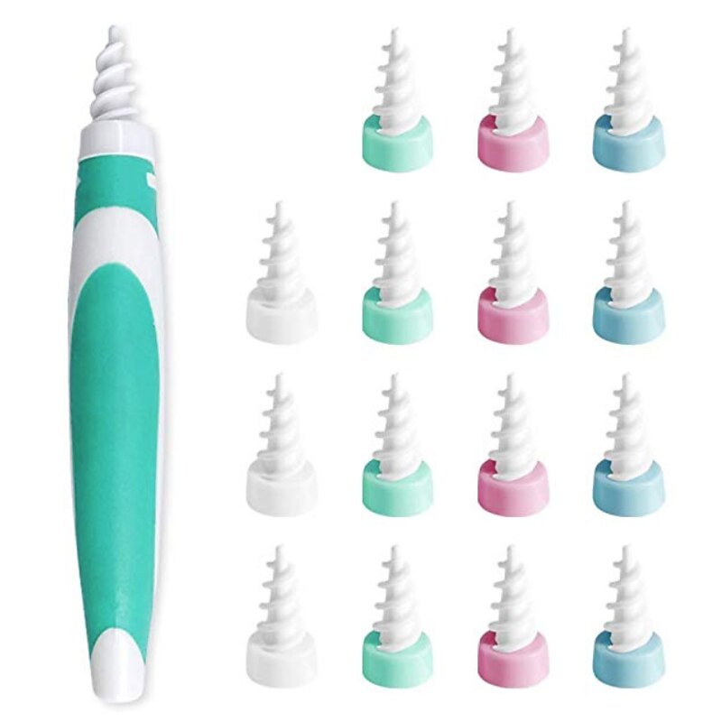 Ear Wax Removal Tool Ear Wax Remover Silicone Ear Cleaner Safe Soft Spiral Smart Reusable Ear Picker Clean Kit Catcher 15 Replacement Tips for Adults  Humans