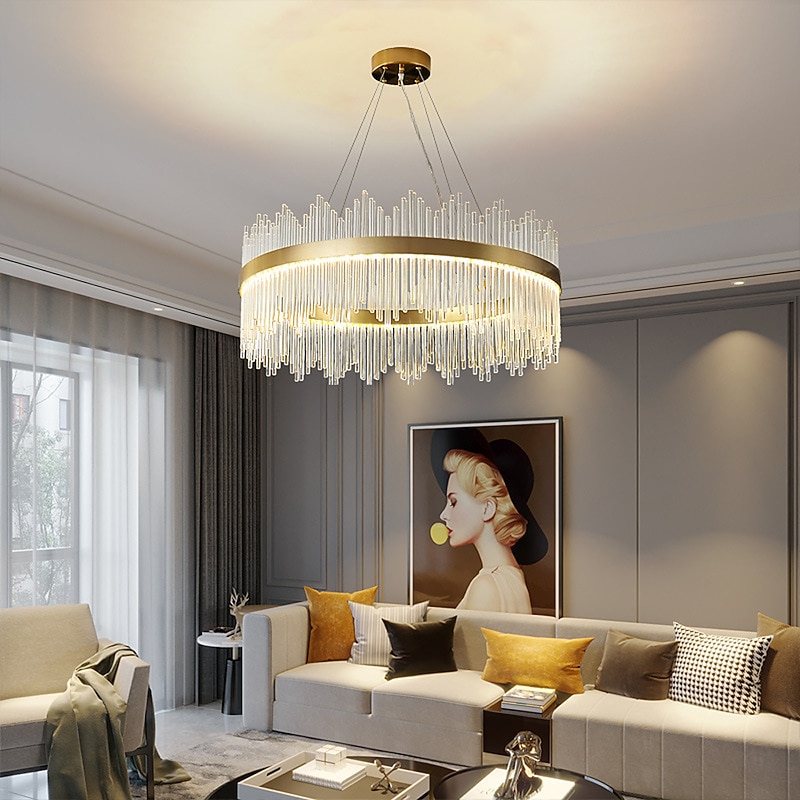 LED Pendant Light 50 / 60 / 80cm Light Luxury European K9 High end Crystal Chandelier Dimming Ceiling Lamp Suitable for Bedroom Dining Room Study AC110V AC220V
