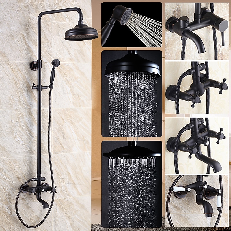 Antique Shower System Faucet Combo Set, 8