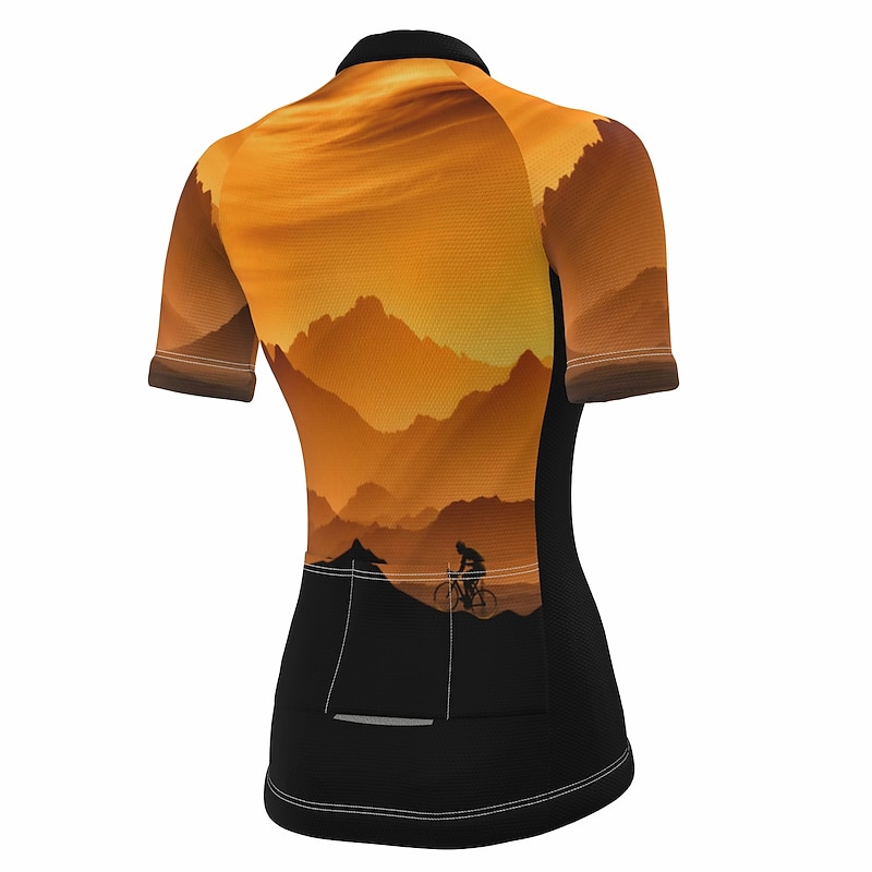 Women's Cycling Jersey 3D Nature & Landscapes Funny Short Sleeve Bike Jersey Top with 3 Rear Pockets Mountain Bike MTB Road Bike Cycling Quick Dry Reflective Strips Back Pocket Moisture Wicking Sports4