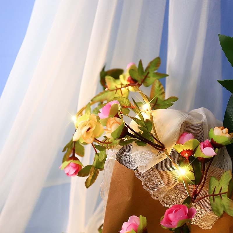 Elegant Wedding Reception Party Solar LED String Lights Outdoor Rose Rattan Fairy Light 2.3M 20LEDs IP65 Waterproof Wedding Valentines Garland Outdoor Patio Decoration4