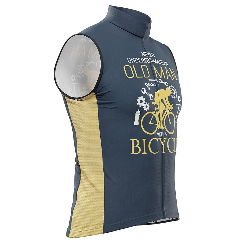 Men's Cycling Jersey Geometric Letter & Number Gear Sleeveless Bike Jersey Top with 3 Rear Pockets Mountain Bike MTB Road Bike Cycling Quick Dry Soft Reflective Strips Back Pocket Sports Red Royal3