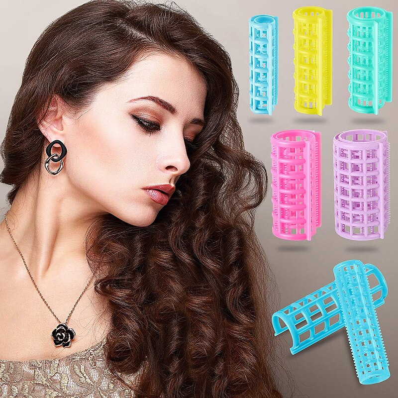 20 Pieces/set Plastic Hair Rollers Curlers Snap on Rollers Self Grip Rollers Hairdressing Curlers No Heat Hair Curlers for DIY Hairdressing Hair Salon Hair Barber 5 Sizes